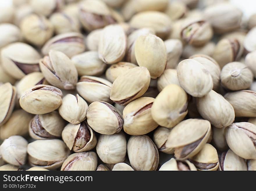 Close up of a pile of pistachio nuts in the shells