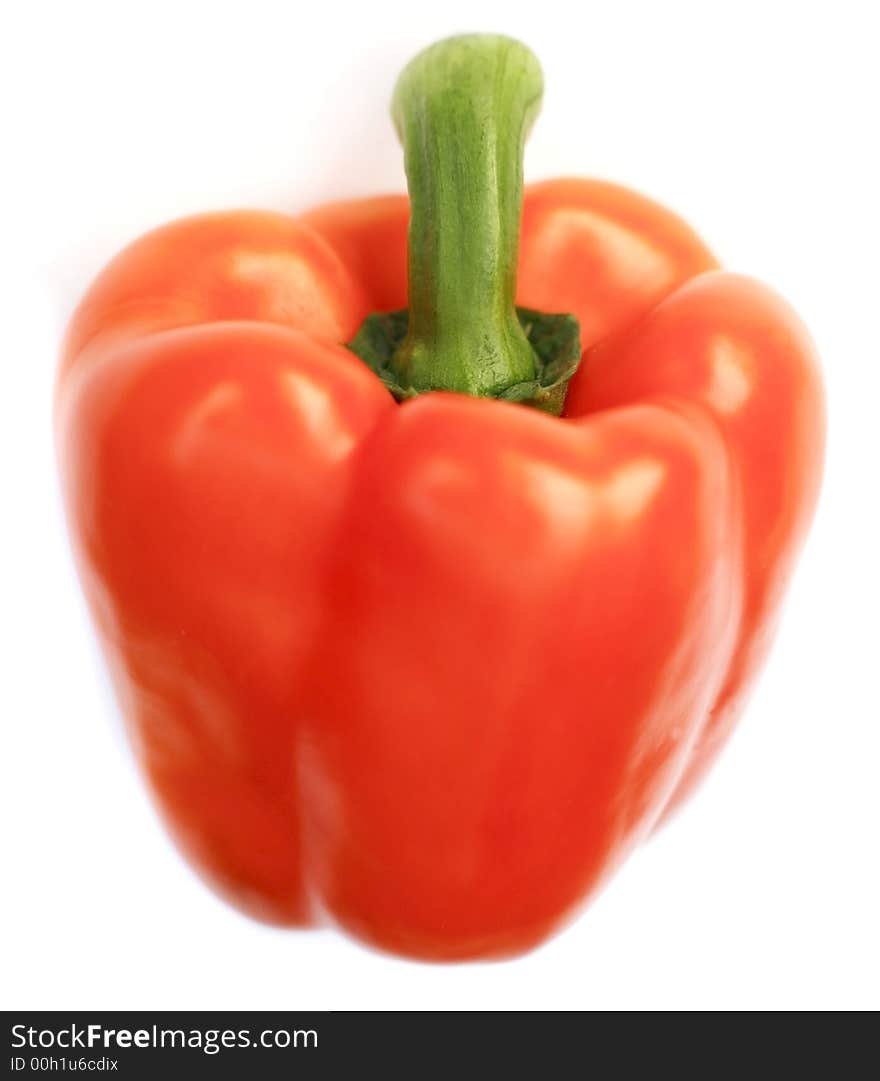 Fresh organic orange pepper on white background