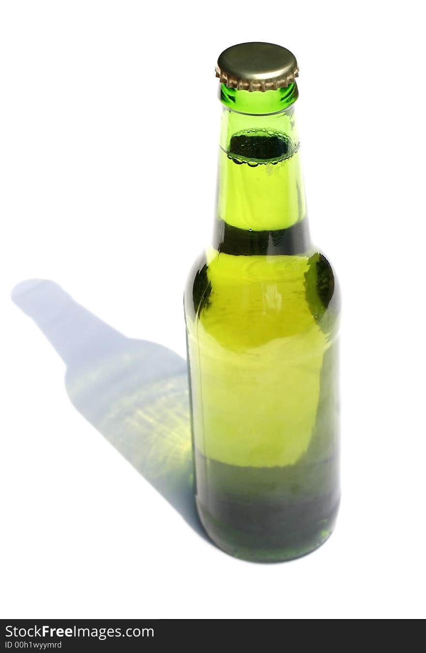 A Bottle of Lager Beer on white background lager