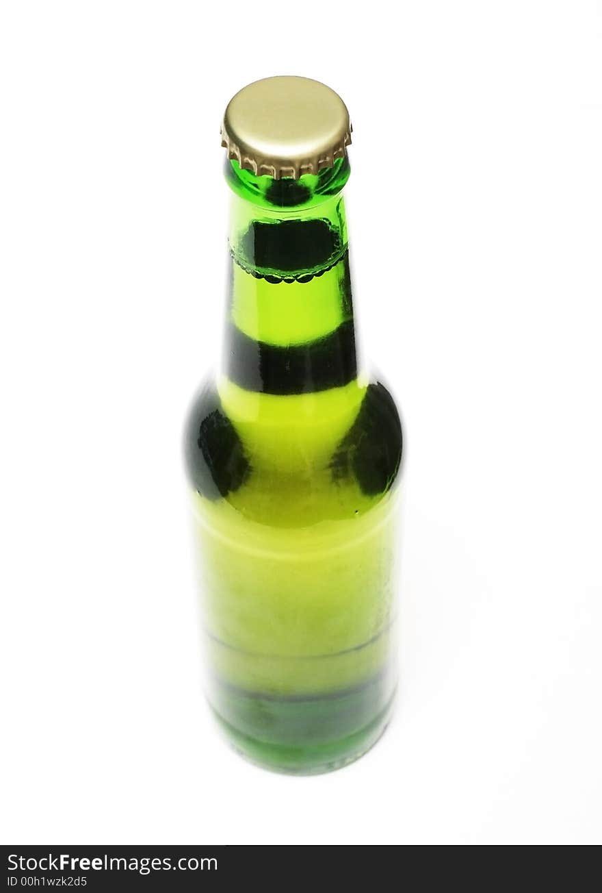 A Bottle of Lager Beer on white background