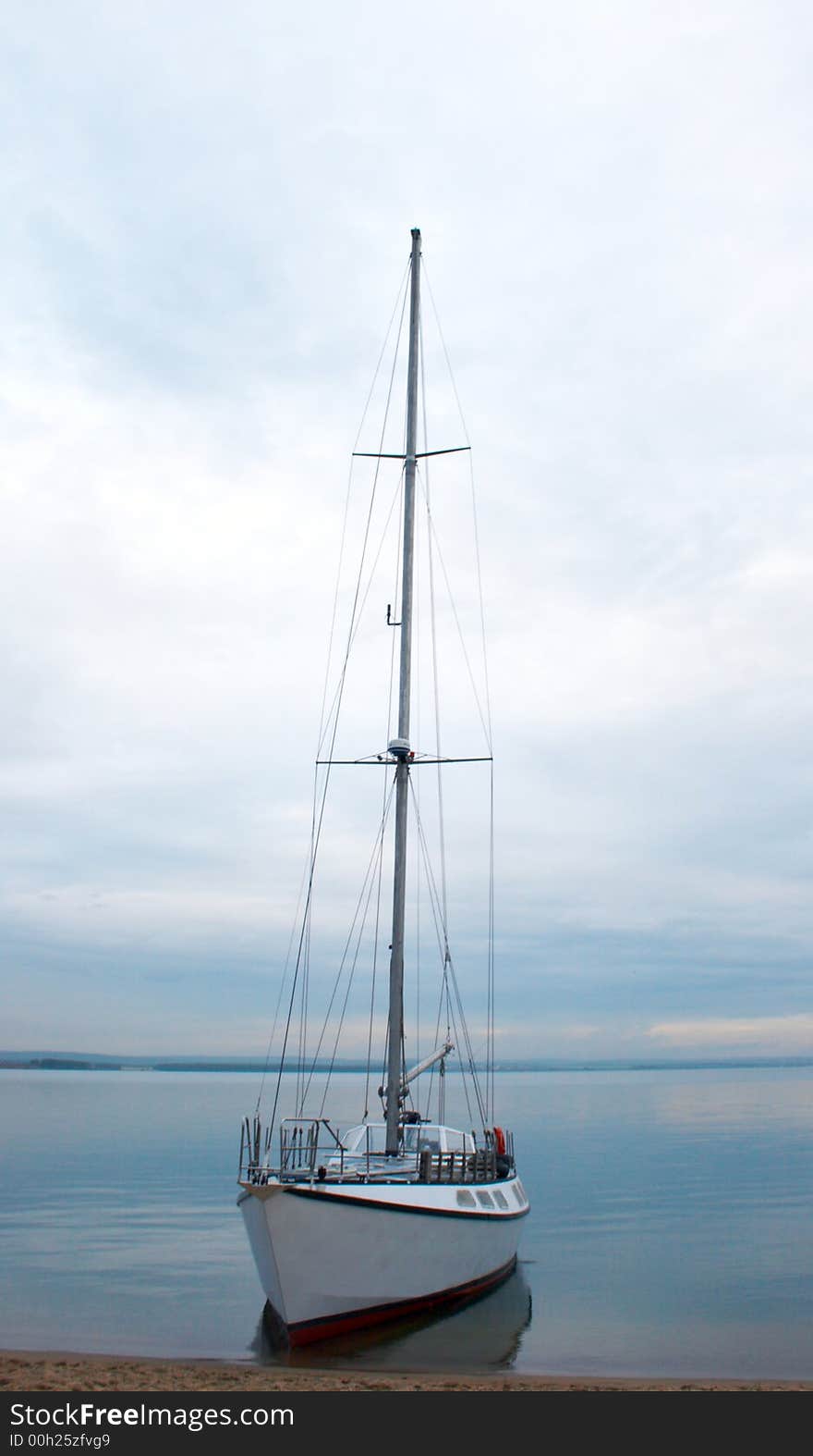 Yacht near coastline