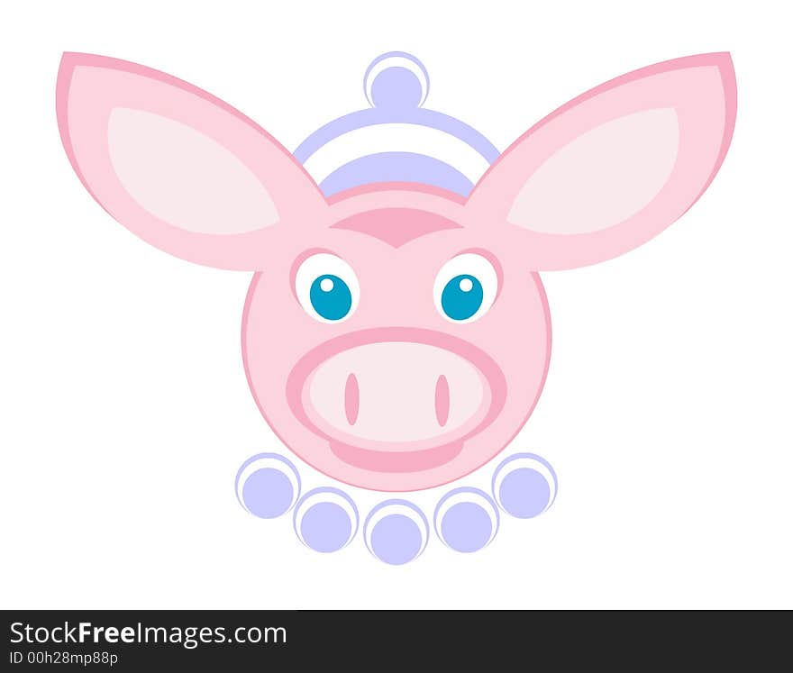 Pig, beads and beret - Vector