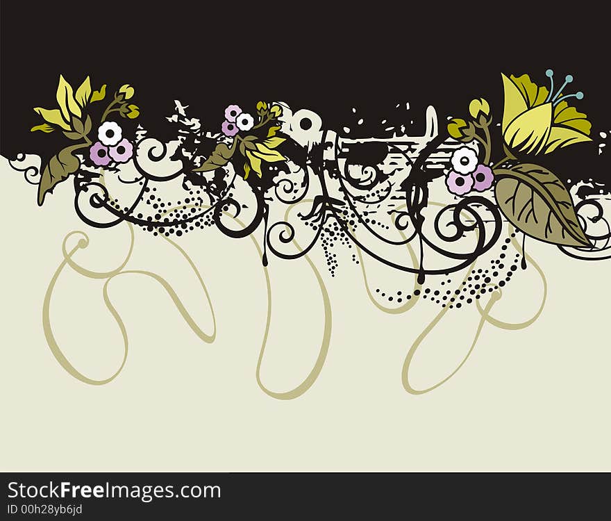 Floral grunge background with ornamental details. Floral grunge background with ornamental details.