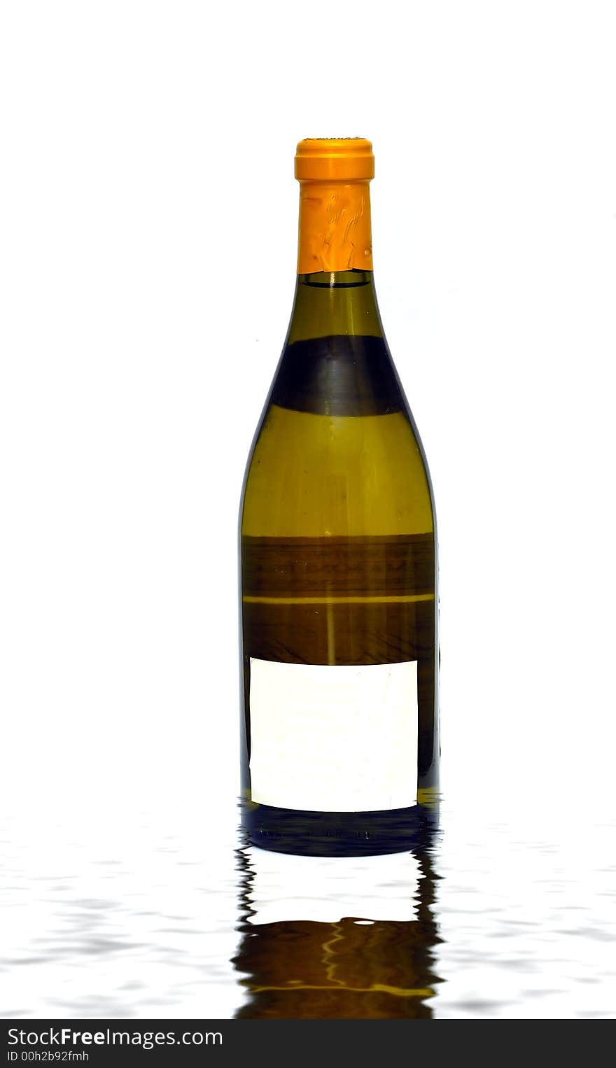 A white wine bottle isolated against a white background