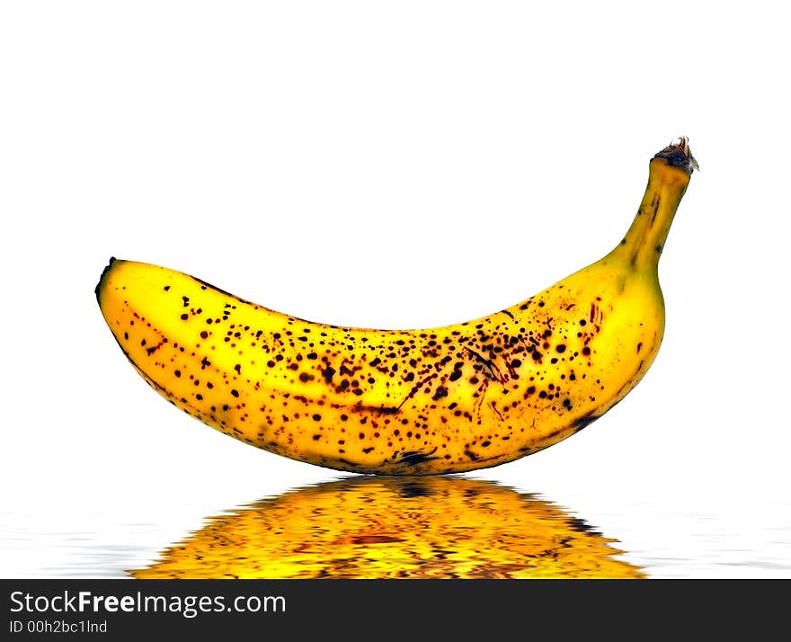 A Ripe Banana isolated against a white background