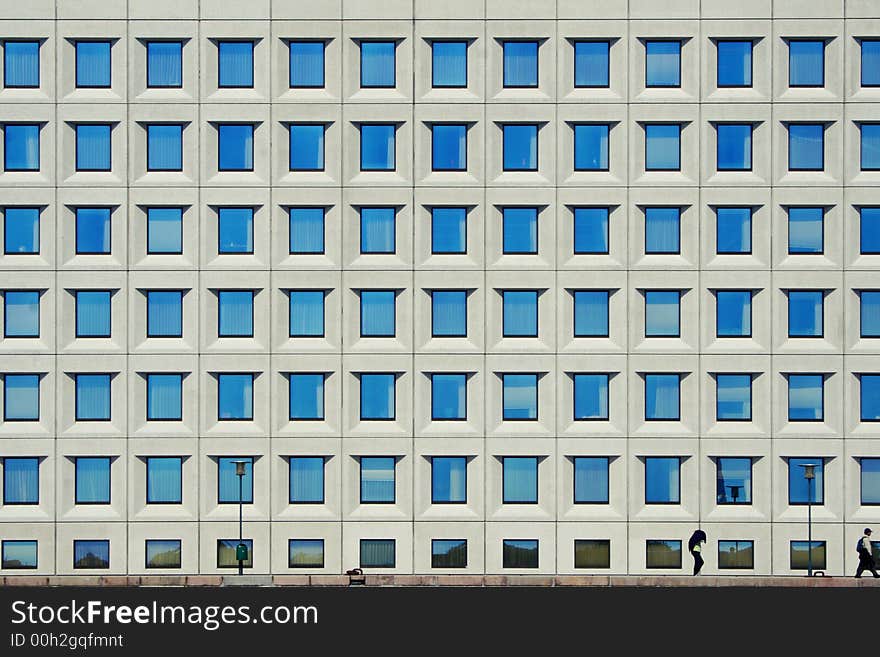 Building with sky blue windows