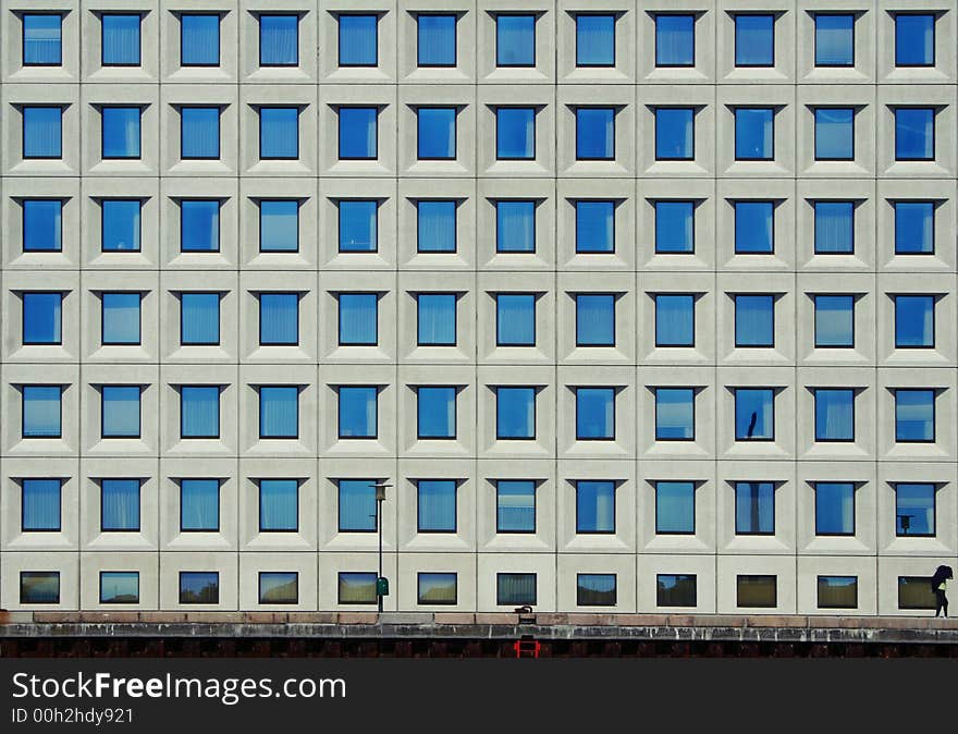 Building with sky blue windows