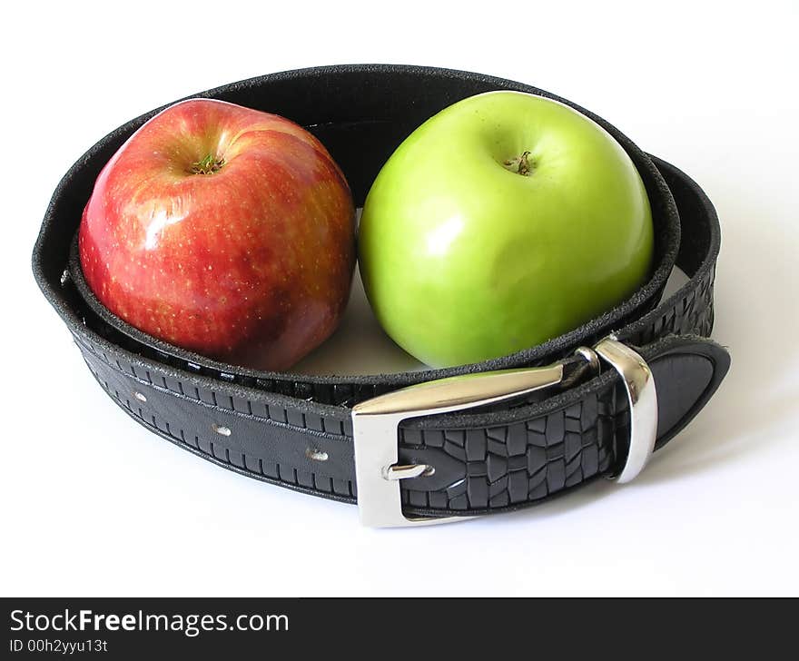 Two apples in a belt