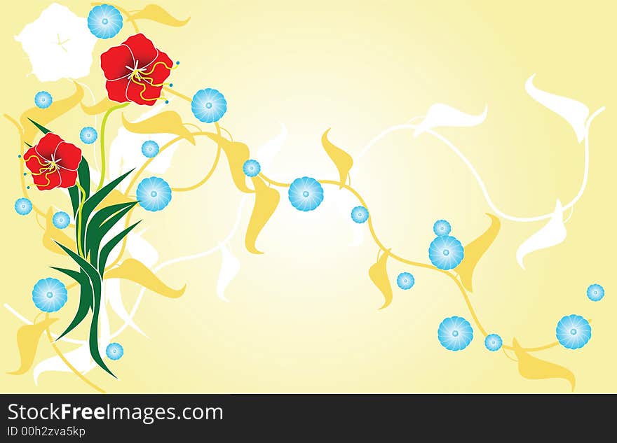 An abstract  design of a floral background design element. An abstract  design of a floral background design element