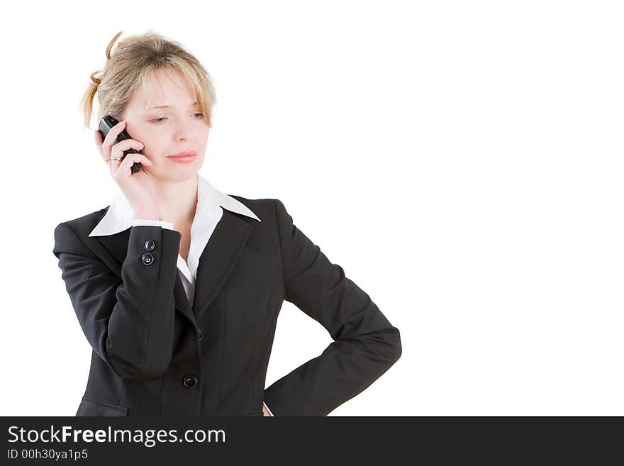 A Business Woman On The Phone