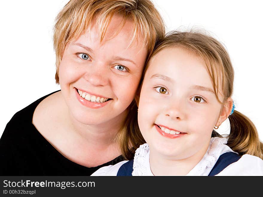 A pretty mother and daughter