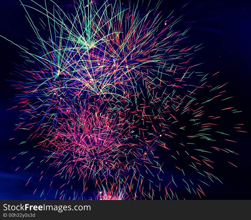 A collage of exploding fireworks.