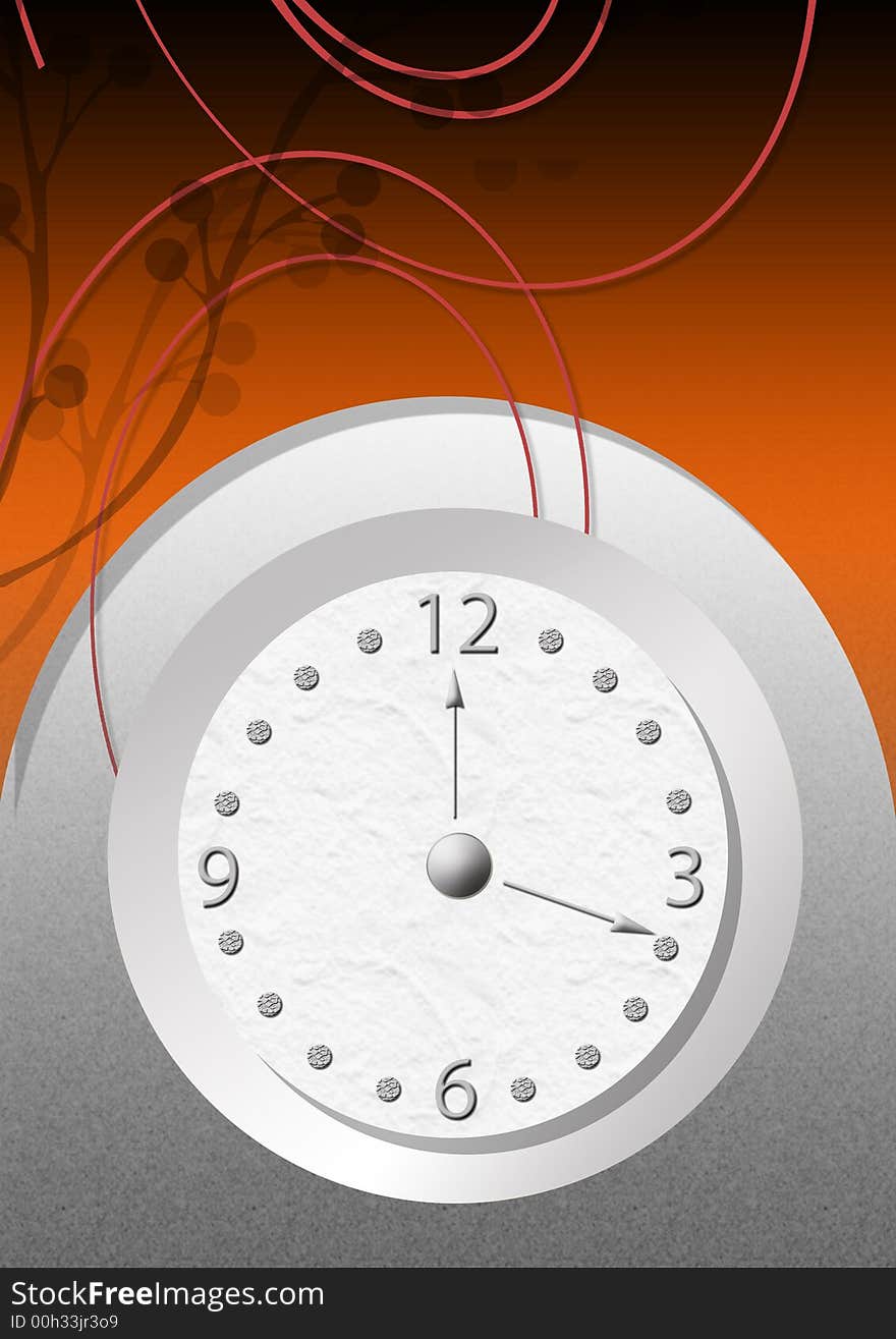 Abstract clock on a red background. Abstract clock on a red background