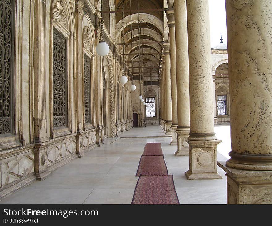 Colonnade of albasters inside the yard. Colonnade of albasters inside the yard