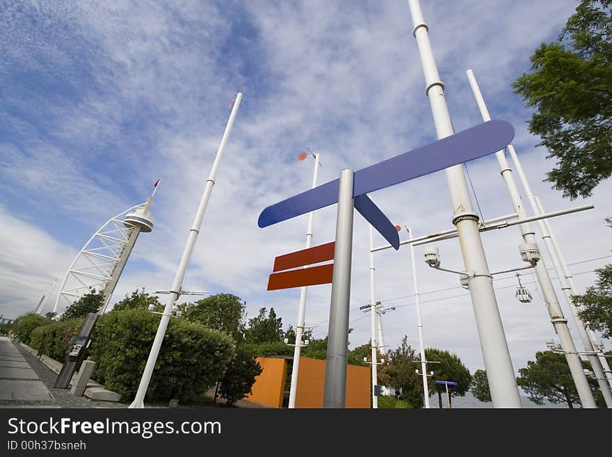 Billboard signs in futuristic and modern city - good of advertising concepts. Billboard signs in futuristic and modern city - good of advertising concepts