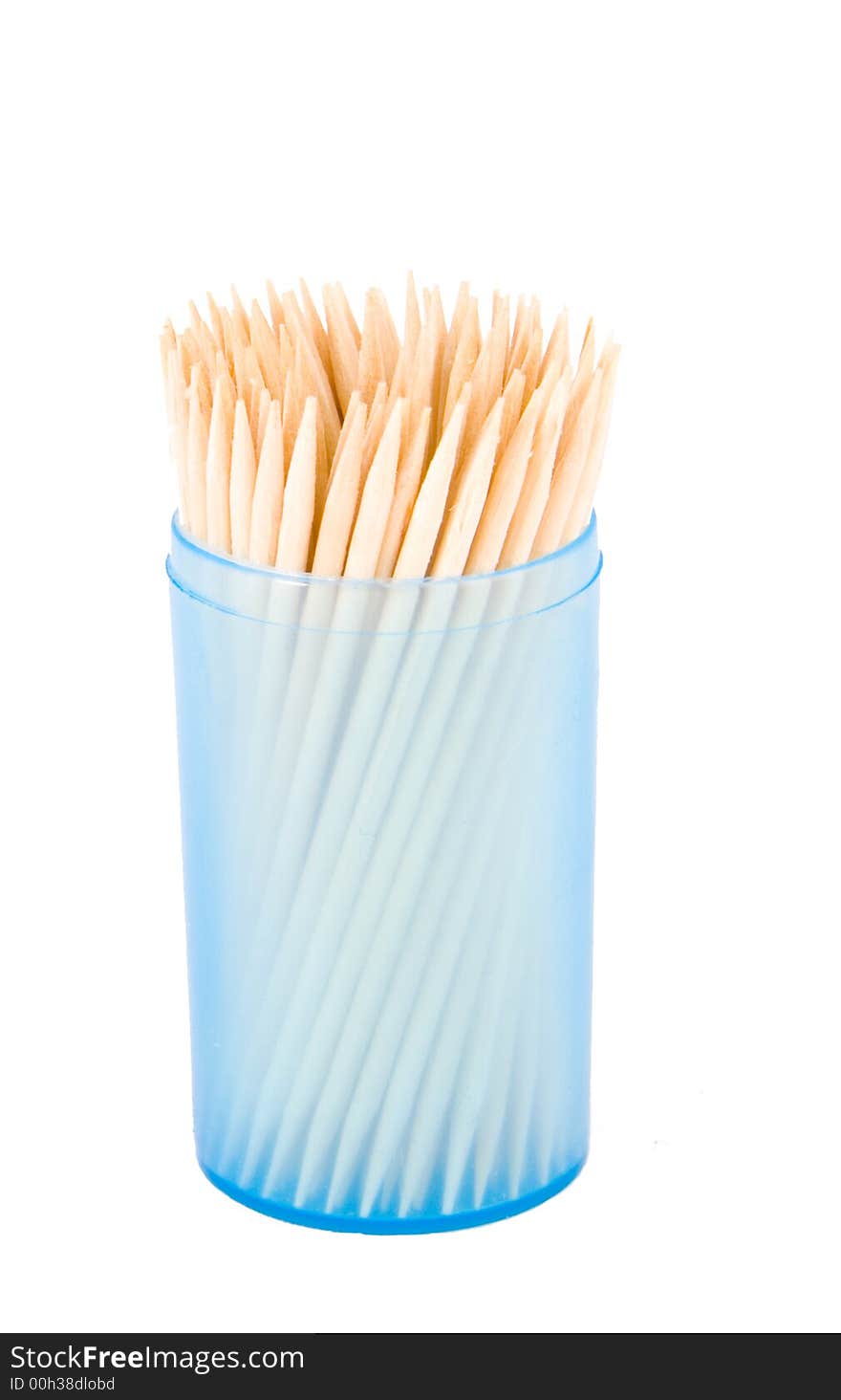 Photo of the tooth picks in the box on the white background. Photo of the tooth picks in the box on the white background