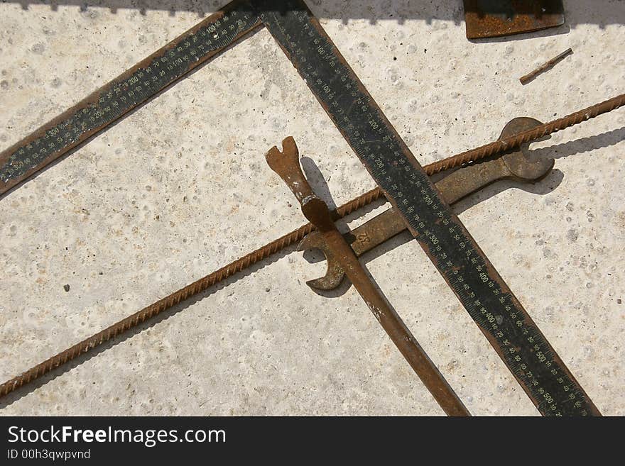 Rusty Ruler And Tools