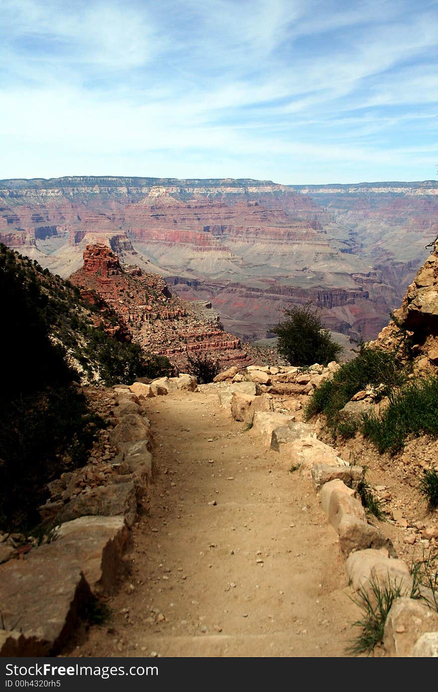 This is the hiking path that leads to the bottom of the Grand Canyon. This is the hiking path that leads to the bottom of the Grand Canyon.