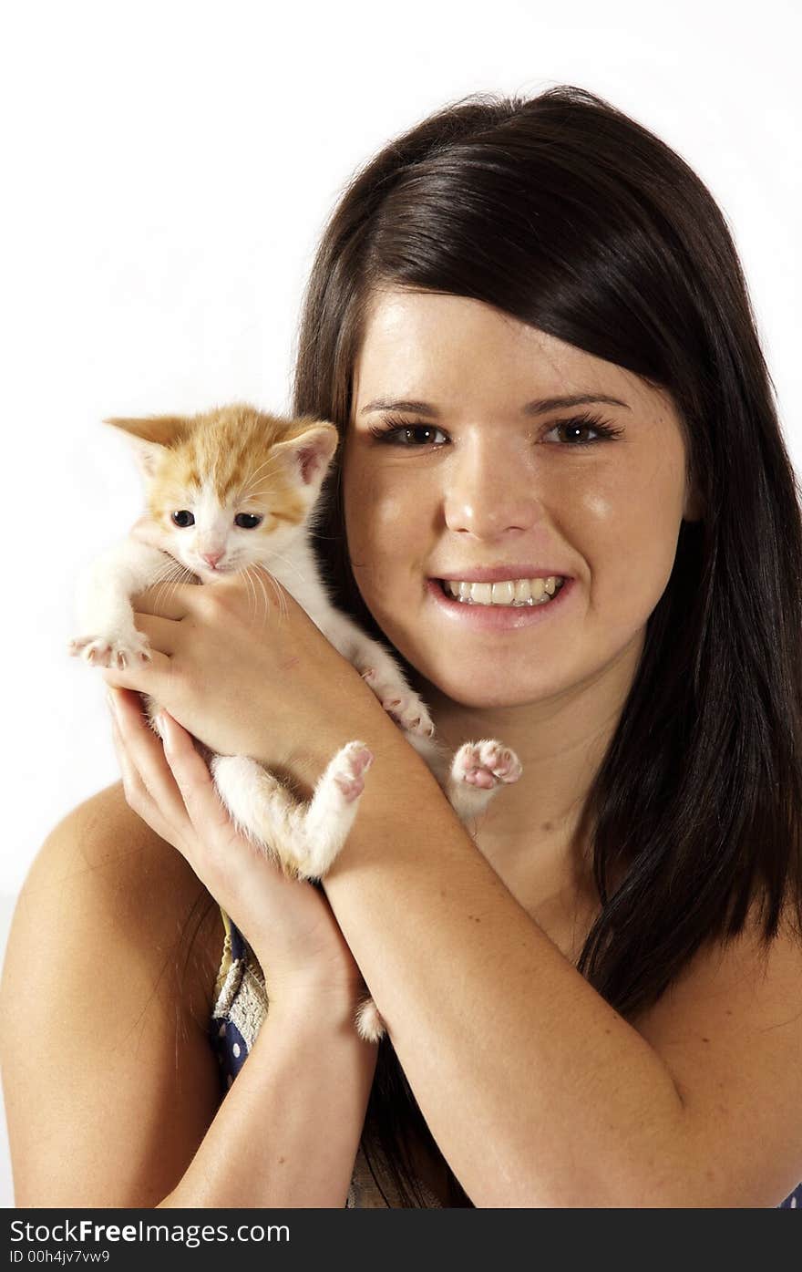 Smiling Girl with Kitty