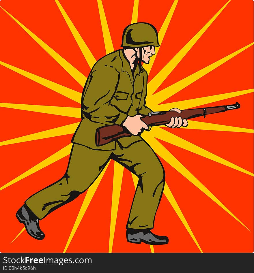 Vector art of a Soldier charging. Vector art of a Soldier charging