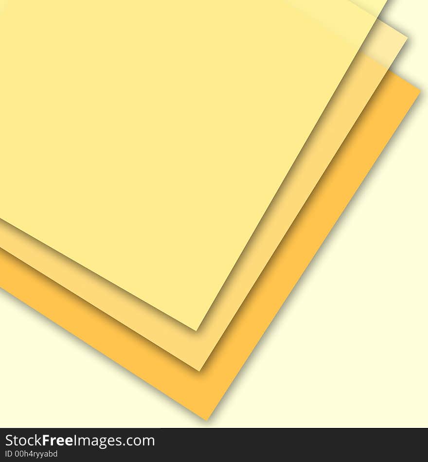 Abstract three blank pages on light yellow background