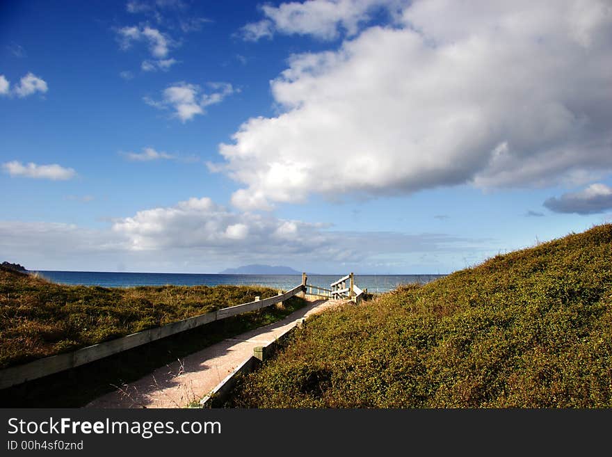 Walkway to the beach, Omaha, New Zealand