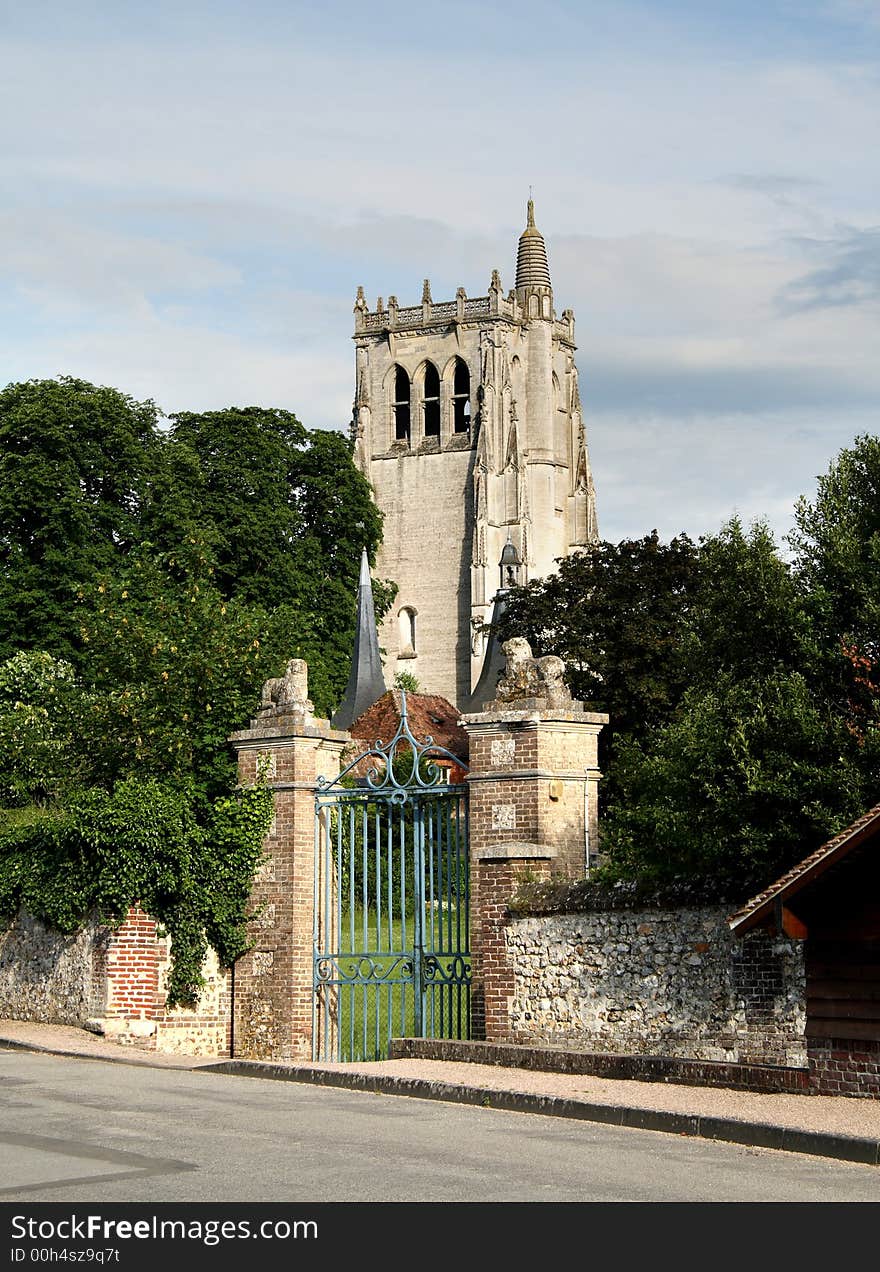 Historic Abbey in Normandy France, with large ornate gate to the front. Historic Abbey in Normandy France, with large ornate gate to the front.