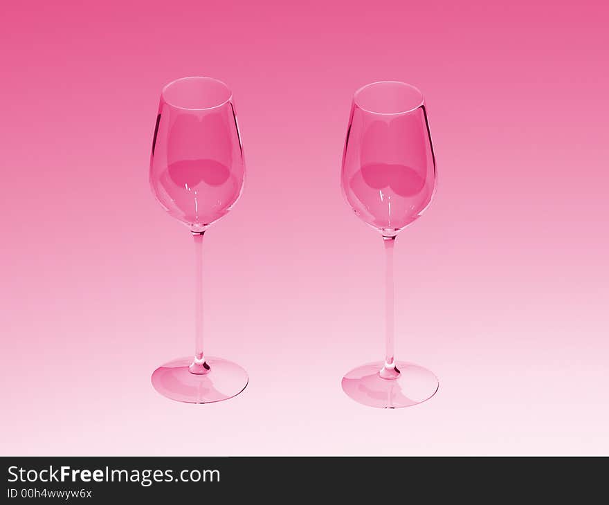 Wine Glasses In Pink Light