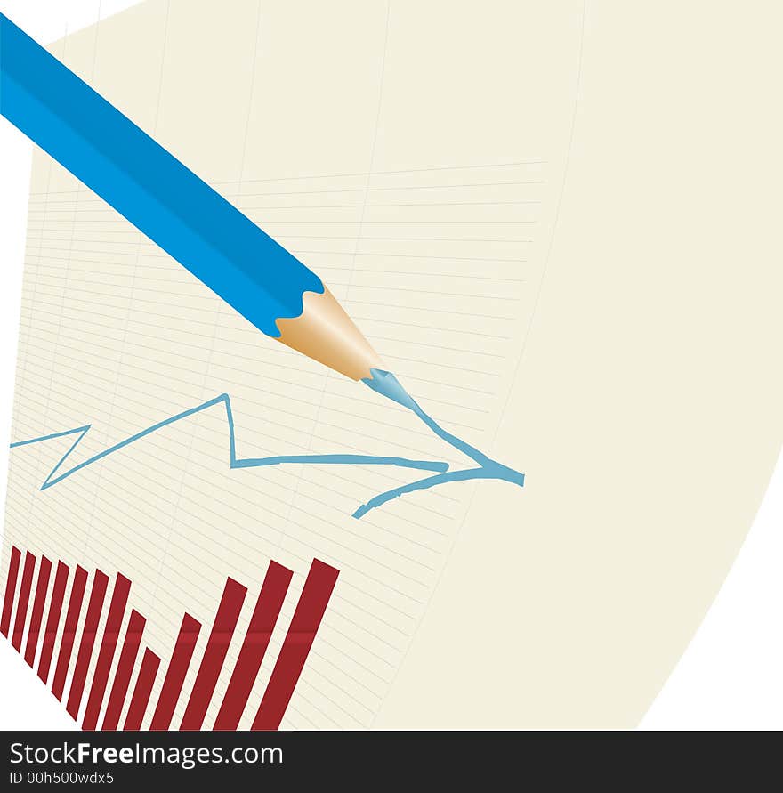 Business graph with arrow showing profits