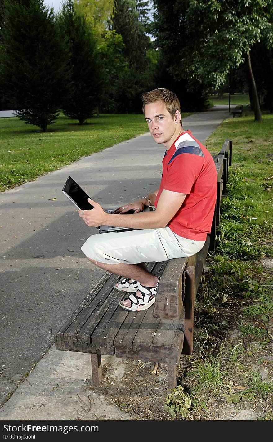 Young man with notebook