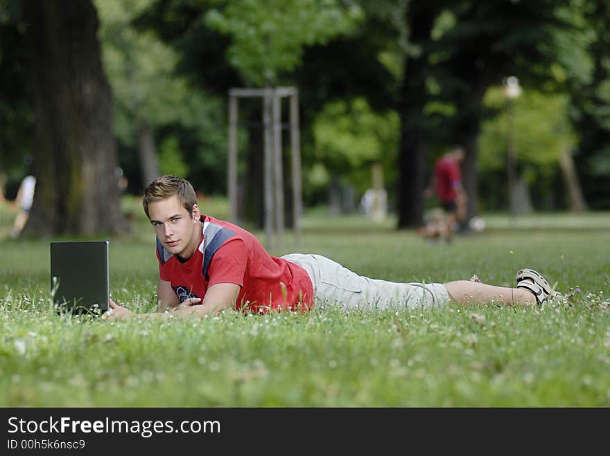 Young man with notebook