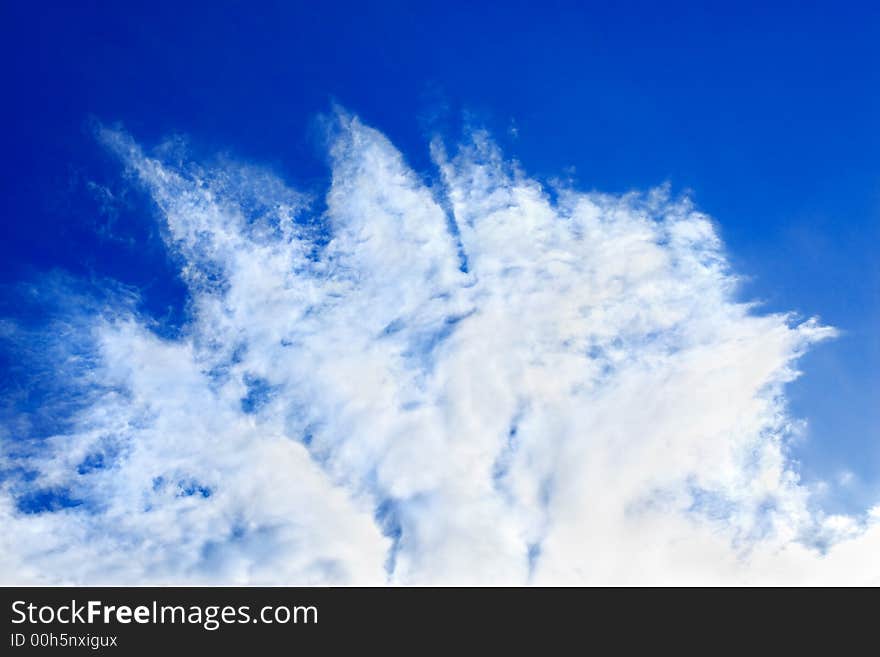 Flower-like clouds in the blue sky. Flower-like clouds in the blue sky