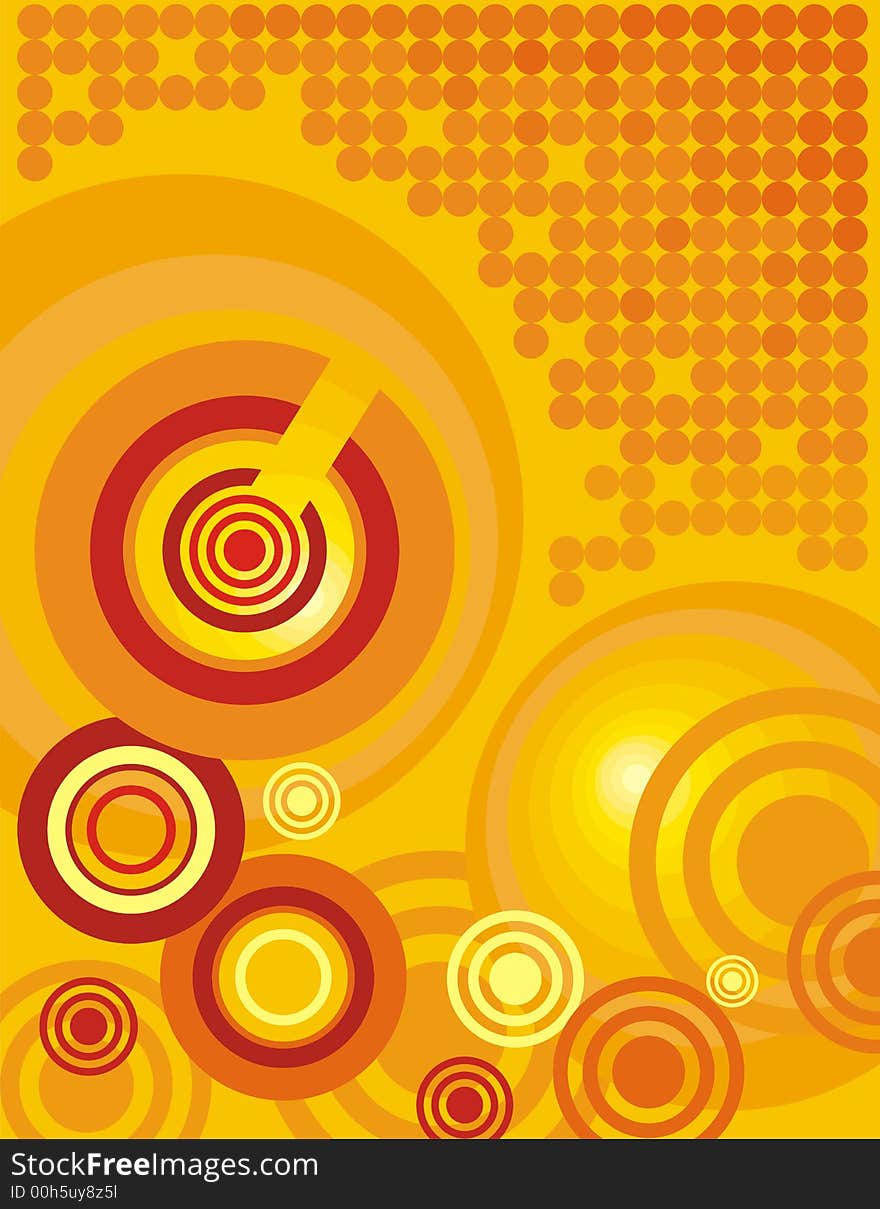 Abstract circle background in orange, red and yellow colors. Abstract circle background in orange, red and yellow colors.