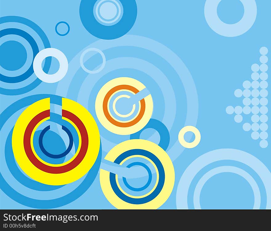 Abstract circle background in blue, red, orange and yellow colors. Abstract circle background in blue, red, orange and yellow colors.