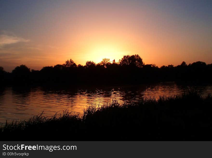 Sunset In River