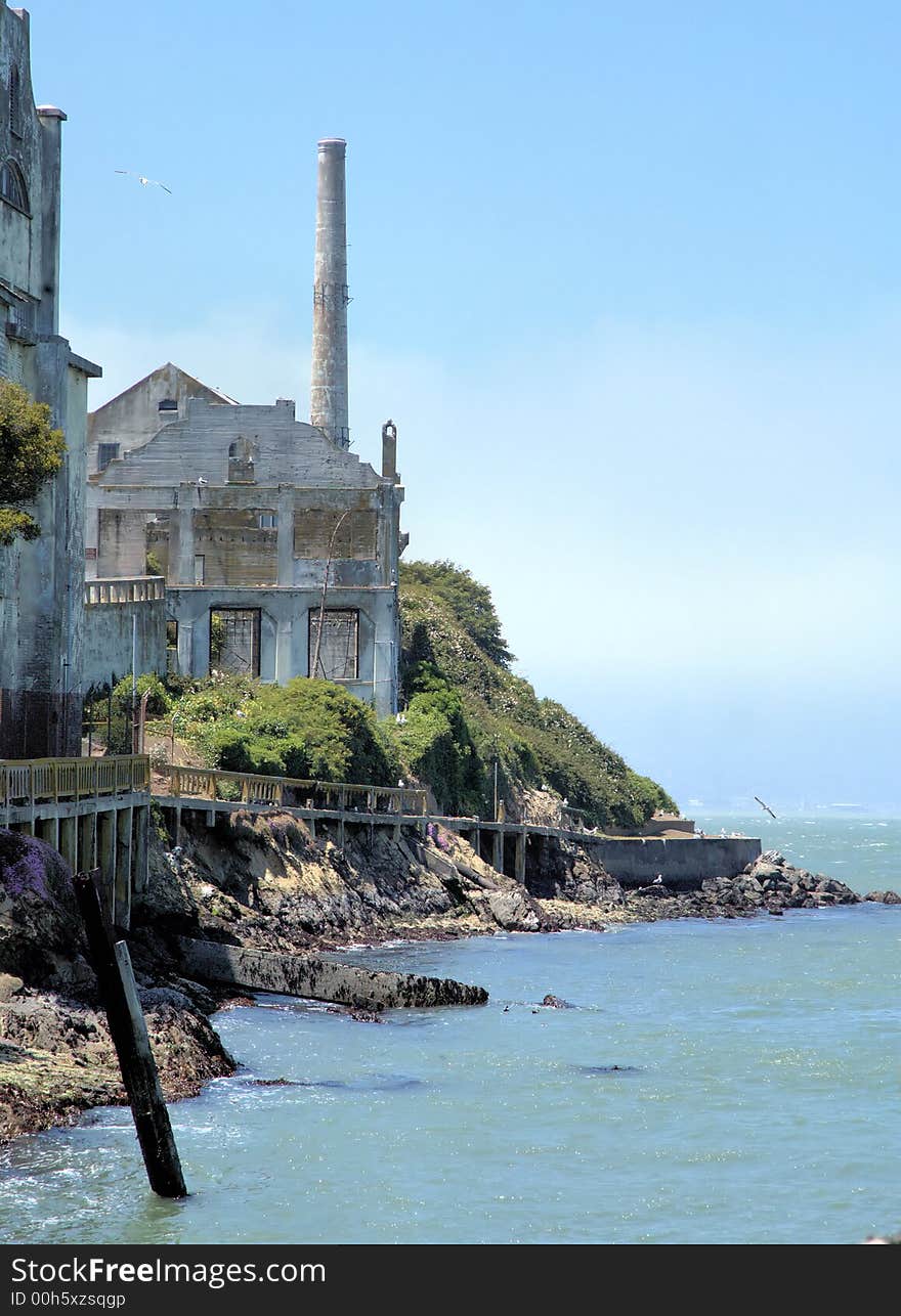 First view when arriving at Alcatraz. First view when arriving at Alcatraz