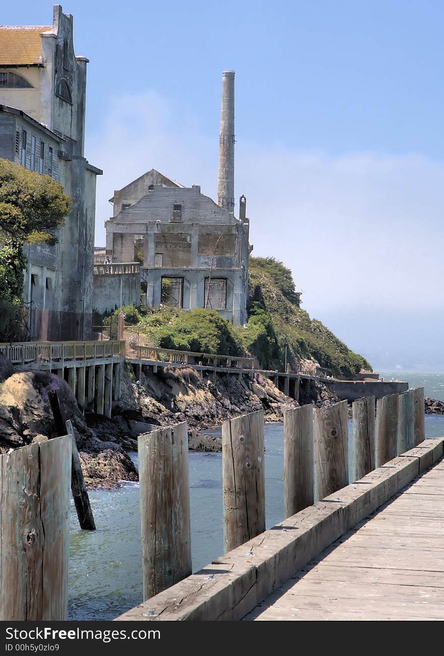 First view when arriving at Alcatraz. First view when arriving at Alcatraz