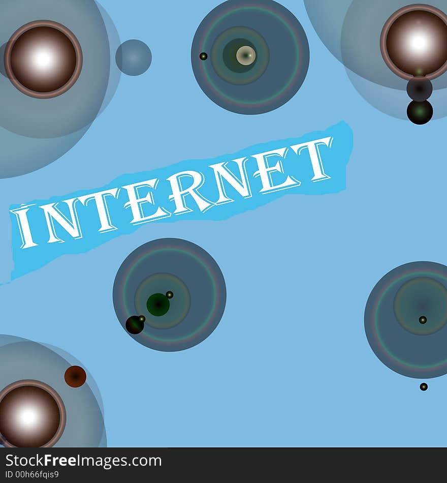 Graphical illustration of the Internet world ,on blu blackground