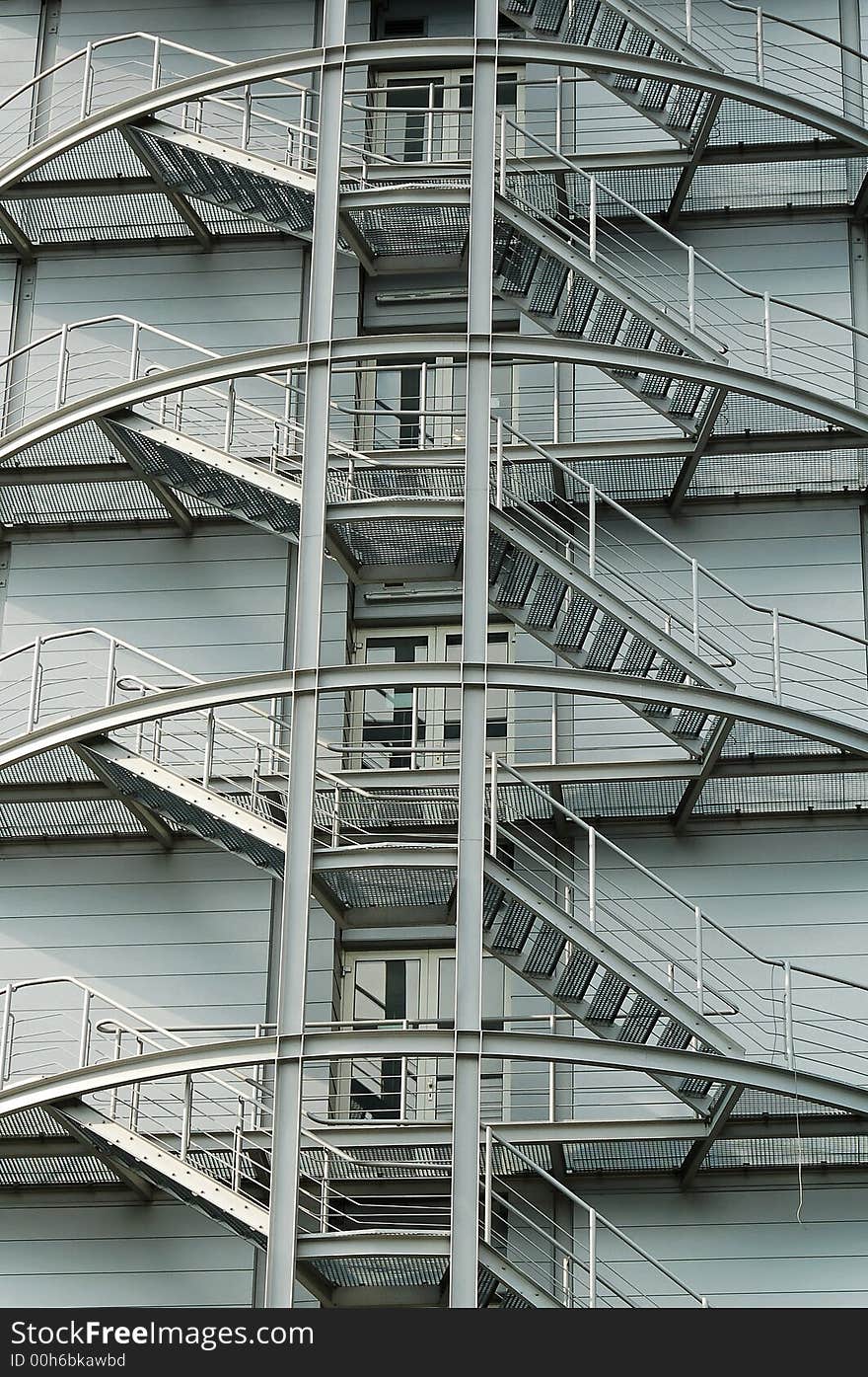 Fire escape stairs attached (modern building).