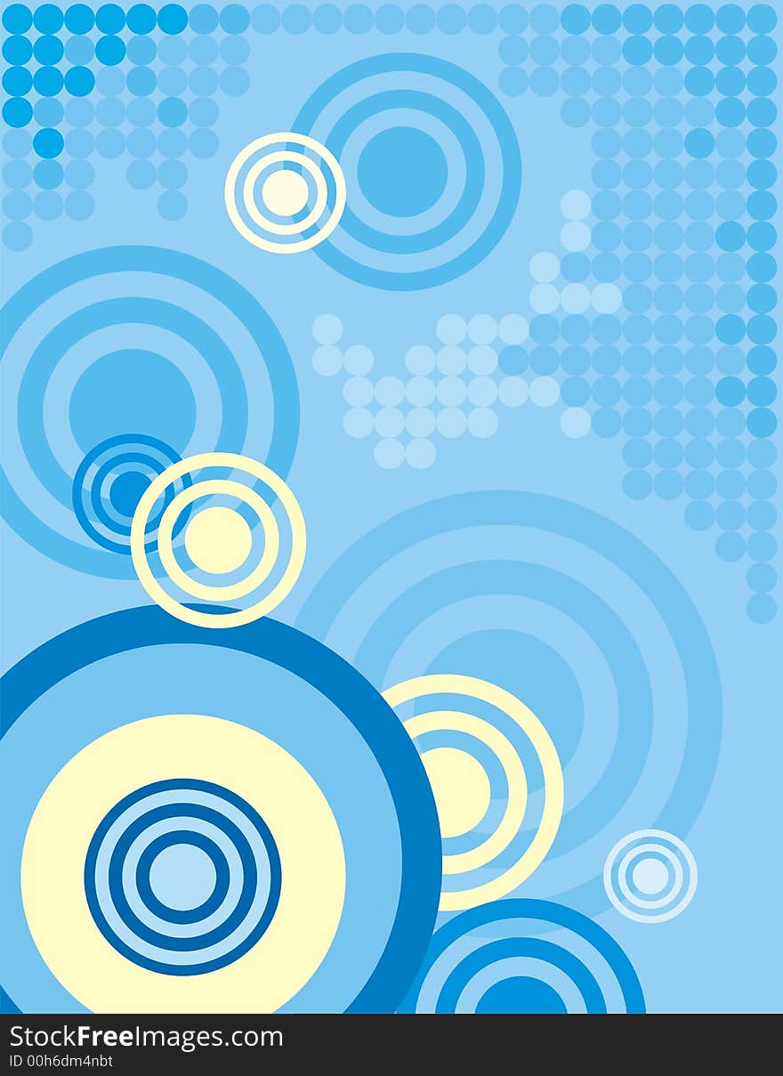 Abstract circle background in blue and soft yellow. Abstract circle background in blue and soft yellow.