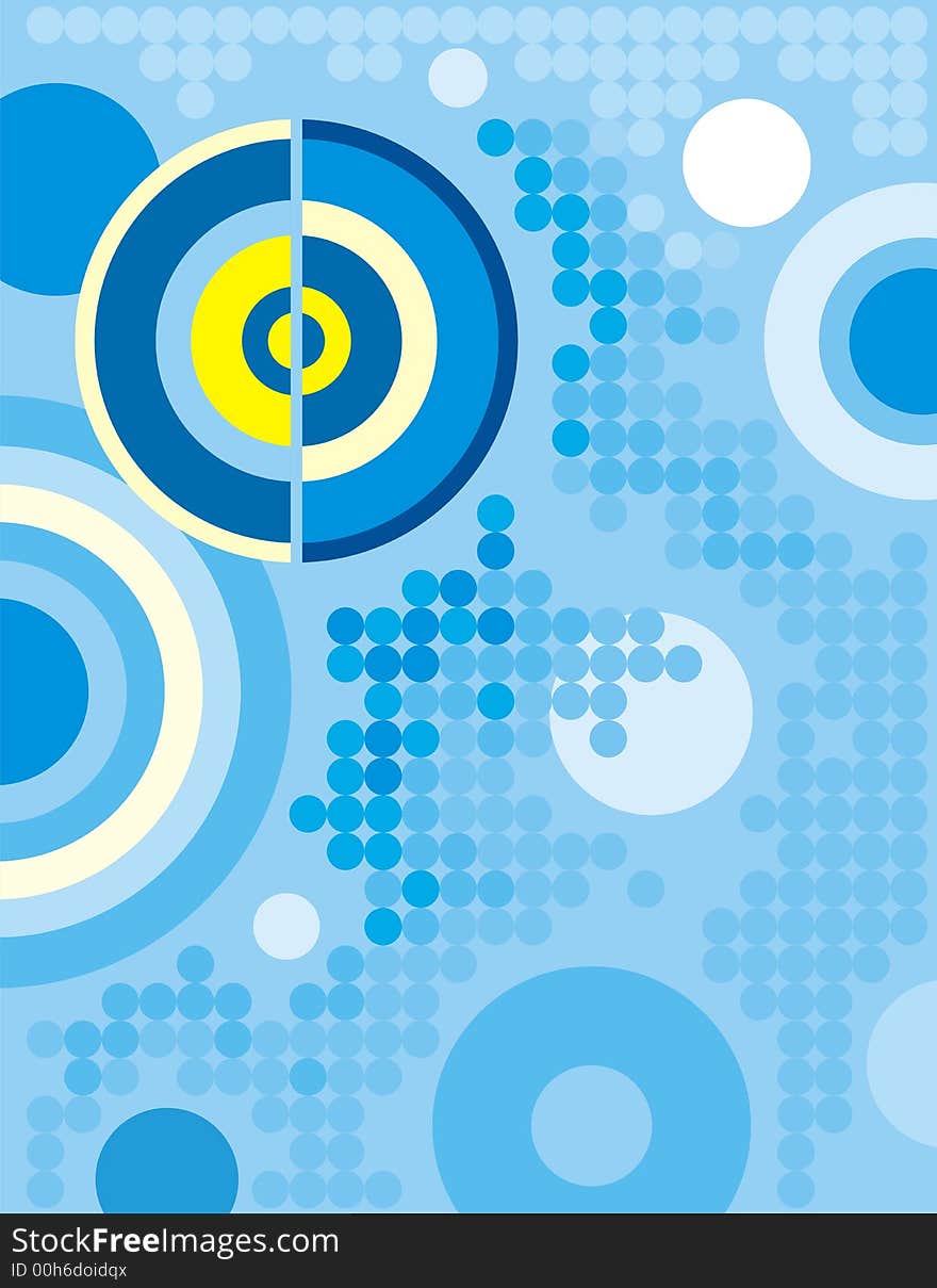 Abstract circle background in blue and yellow colors. Abstract circle background in blue and yellow colors.