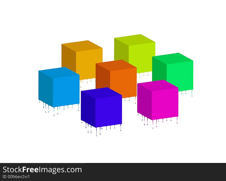 Illustration of 3D blocks with drips. Illustration of 3D blocks with drips