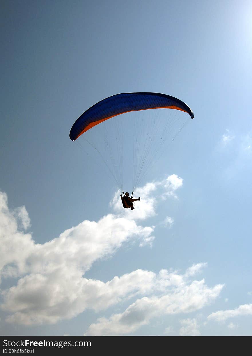 Parachute with man