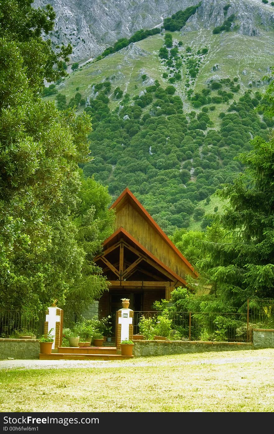 A isolated mountain church in the sicilian hinterland