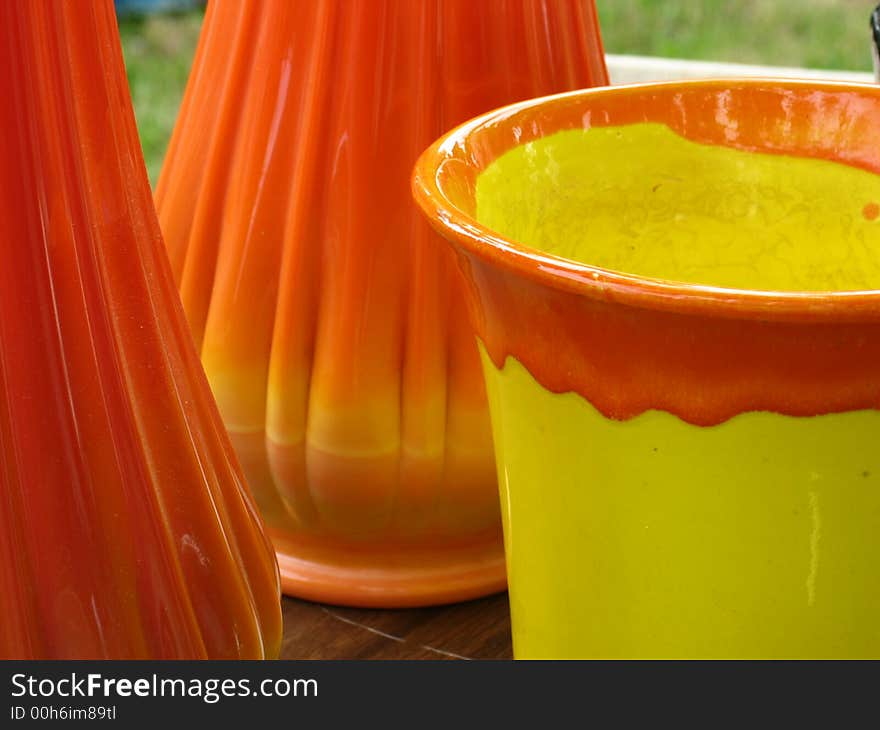 Orange Groove Glass Vase