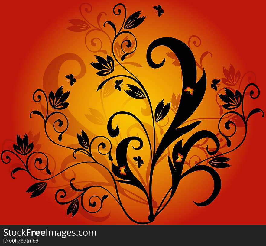 Floral background with butterflies - vector. Floral background with butterflies - vector