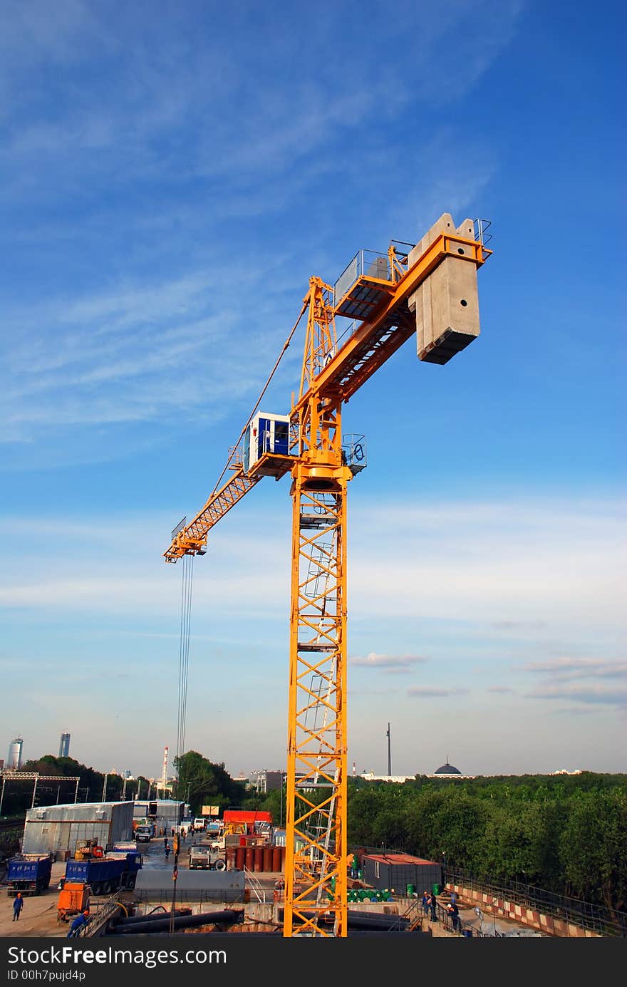 Big tower crane on the building site. Big tower crane on the building site