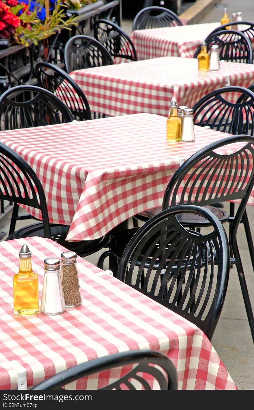 Tables and chairs at a restaurant. Tables and chairs at a restaurant