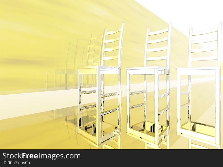 A 3D render of chairs