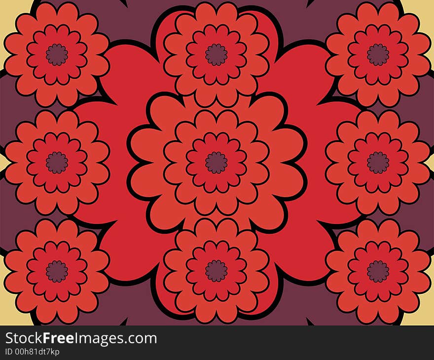 Co-ordinated and colorful floral background illustration. Co-ordinated and colorful floral background illustration